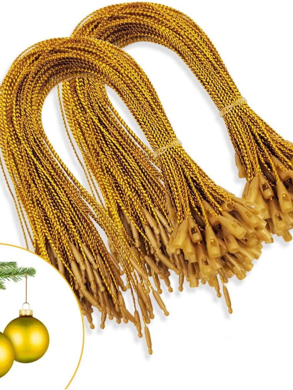 Christmas Tree Ornament String Hanger Precut Ribbon Hook with Snap Fastener